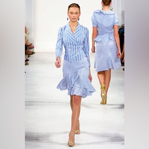 Ralph Lauren Spring 2006 Runway Collection Sky Blue Stripe Silk Cocktail Jacket - Picture 9 of 16